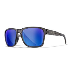 Gloss Crystal Dark Grey Frame and Polarized Blue Mirror Lends with Permanent Side Shields